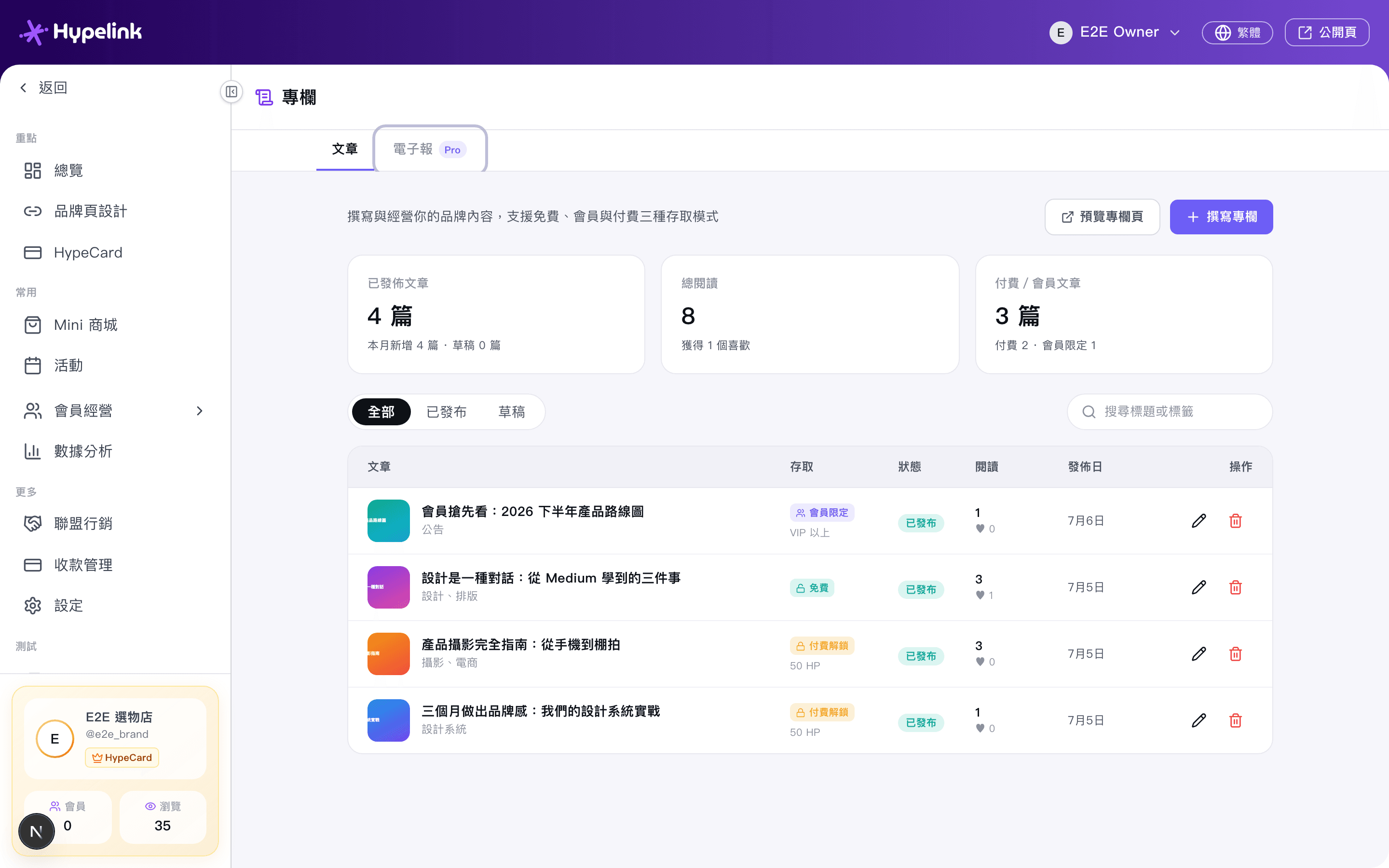 專欄工具的電子報分頁